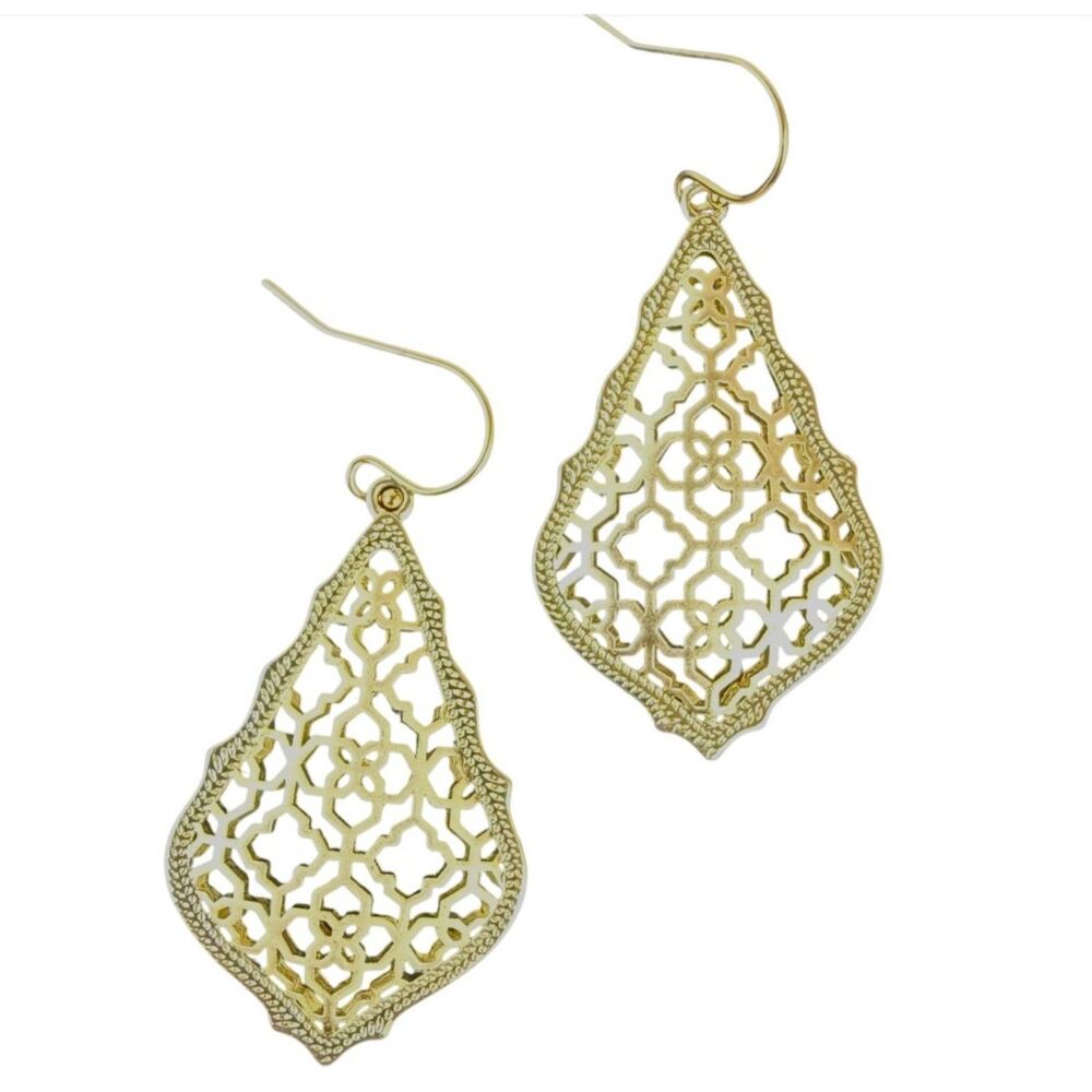 Kendra Scott Addie Drop Style Earrings Filigree 14k Yellow Gold Over Brass